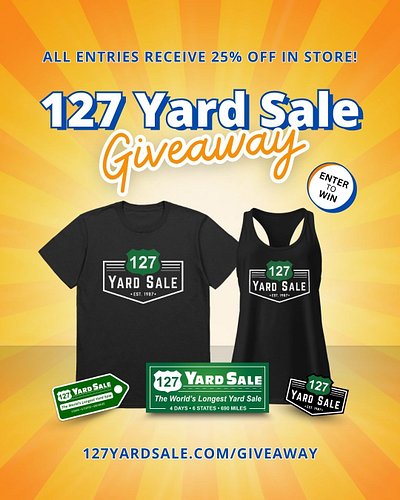 🎉 𝗚𝗜𝗩𝗘𝗔𝗪𝗔𝗬 𝗘𝗡𝗗𝗦 𝗧𝗢𝗡𝗜𝗚𝗛𝗧! 🎉

We’re giving away TWO official 127 Yard Sale prize packs packed with exclusive merch from #TheWor...