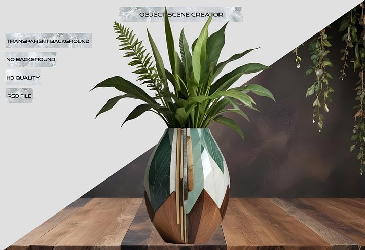 Luxe Botanique – Geometric Harmony Vase PNG product image (2)