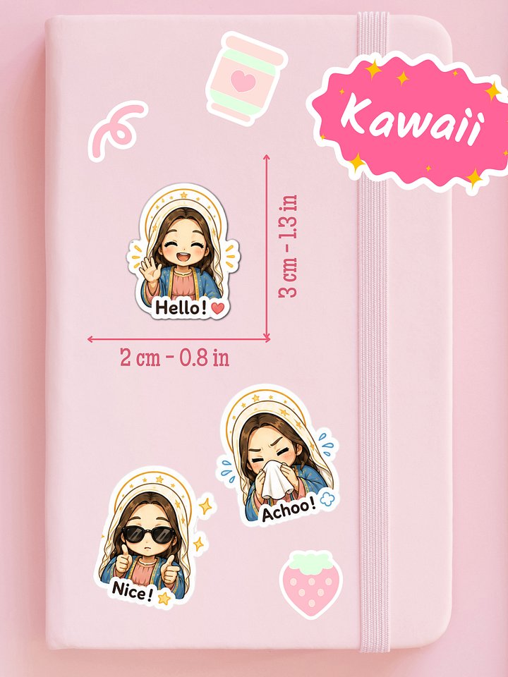 Chibi Mary Moods Sticker Sheet | Matte Vinyl Journal Stickers (15 Mini Expressions) product image (1)