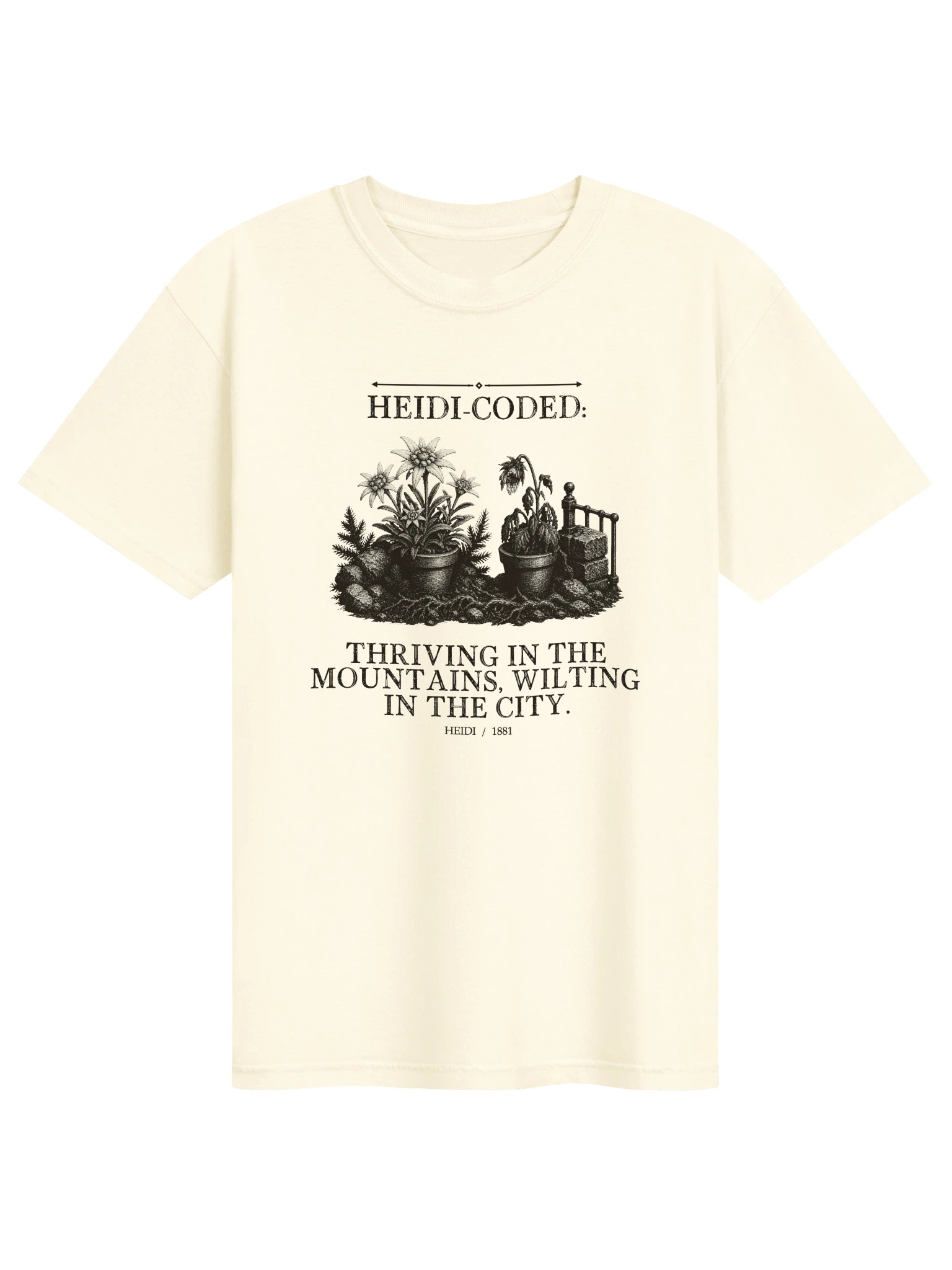Heidi Coded Thriving Mountains Wilting City -- Heidi Tee (Light) product image (1)