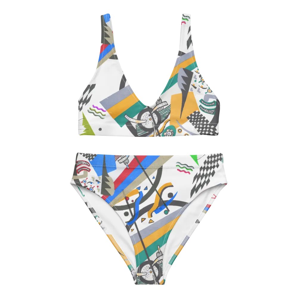 Abstract Lithographic Pattern Design High Waisted Bikini - V4 product image (2)