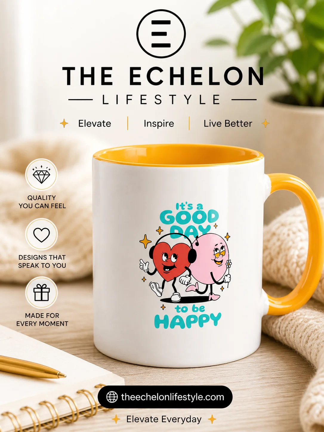 Happy Hearts Ceramic Mug - A Happy Good Day product image (1)