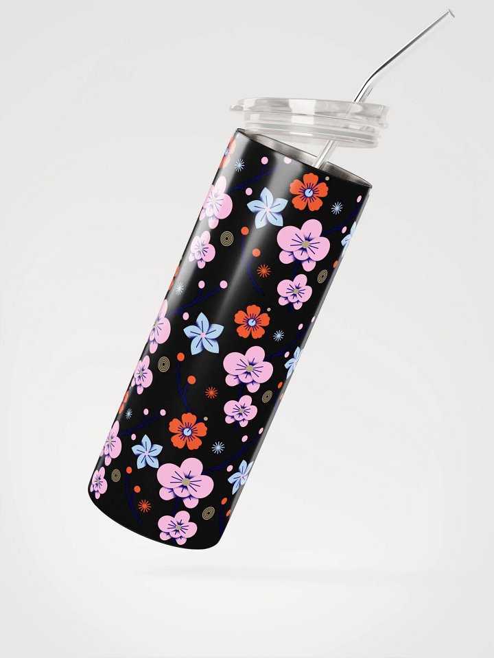 20 oz Stainless Steel Tumbler with straw, leak proof cup lid, Flora Fiesta Thermos cup for women, mug , portable Bottled water Bottle product image (2)