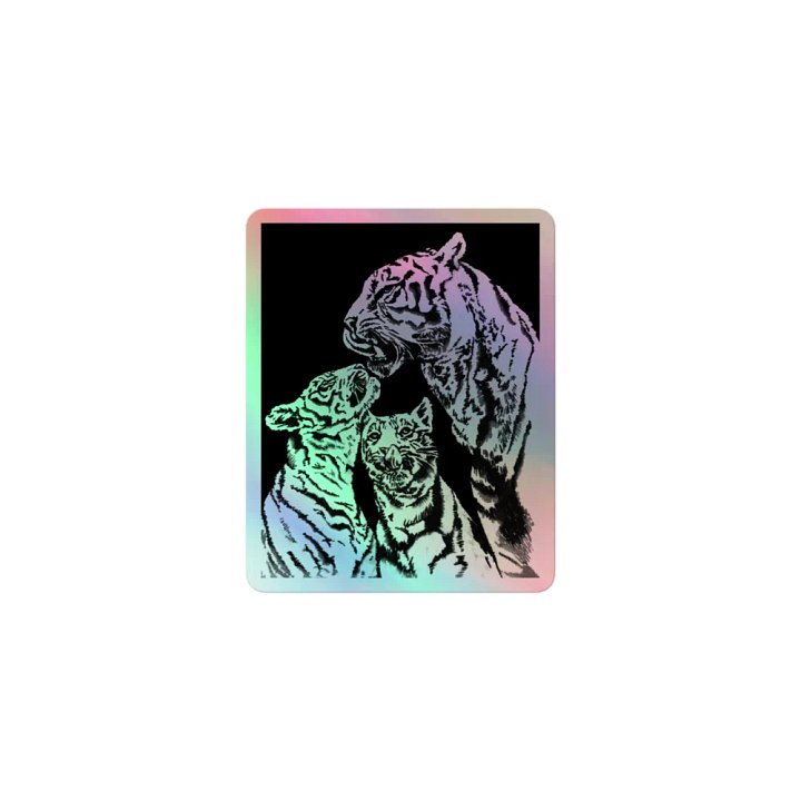 Tiger family holographic sticker product image (1)