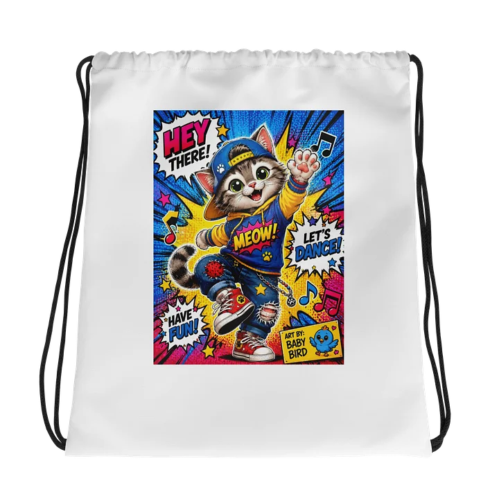 Baby Bird's Dancing Kitty Drawstring Backpack product image (1)