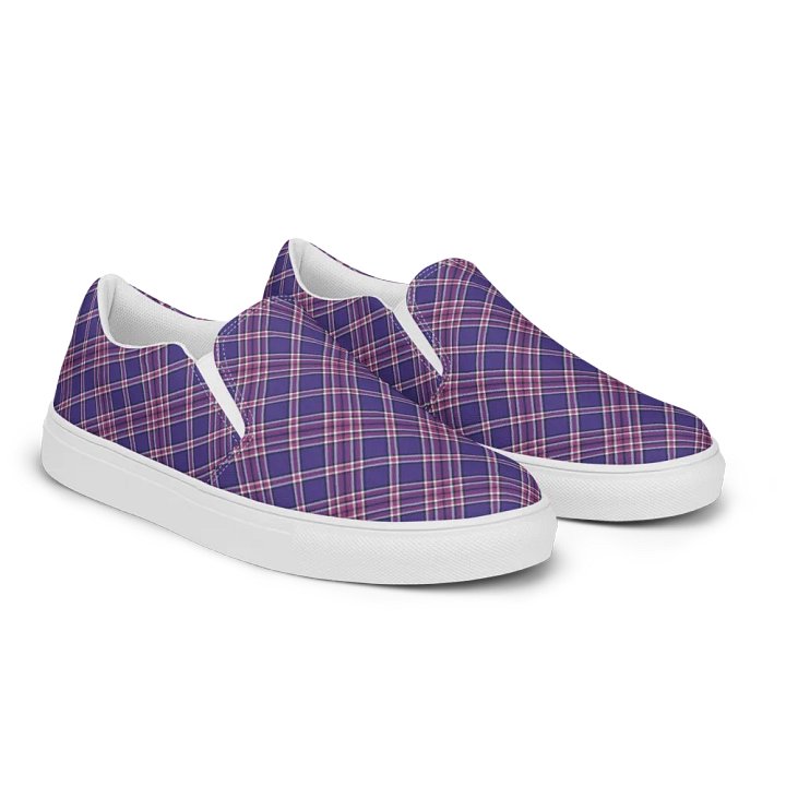 Purple Orchid and Violet Plaid Women's Slip-On Shoes product image (2)
