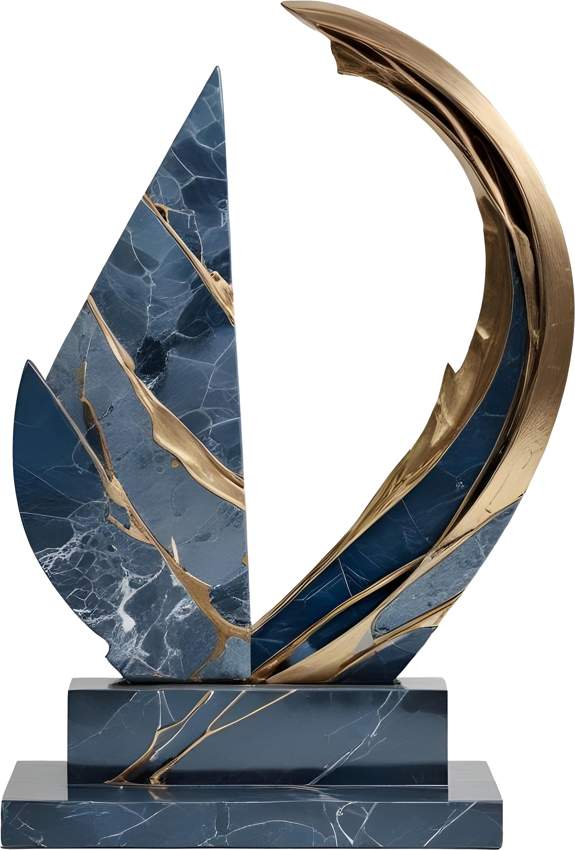 Ocean's Legacy – Blue Kintsugi Sail Sculpture PNG product image (1)