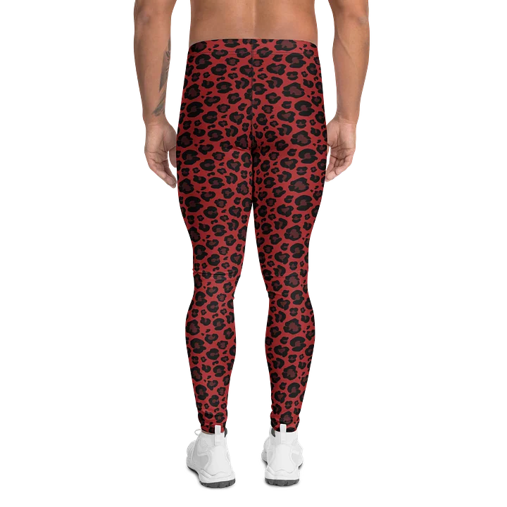 Modern Bold Red Leopard Print Men's Leggings product image (2)