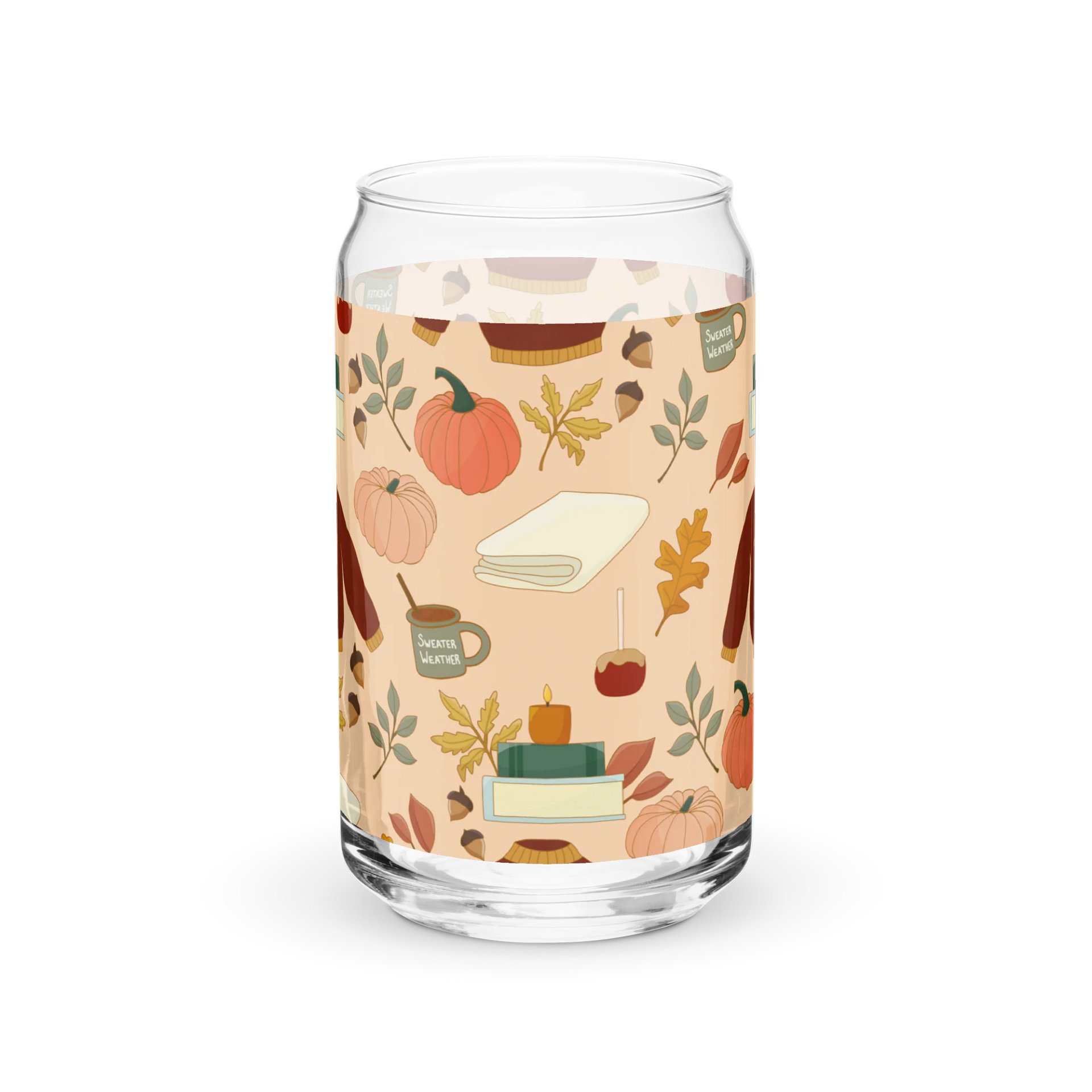 Cozy Fall Pattern Glass Tumbler product image (4)
