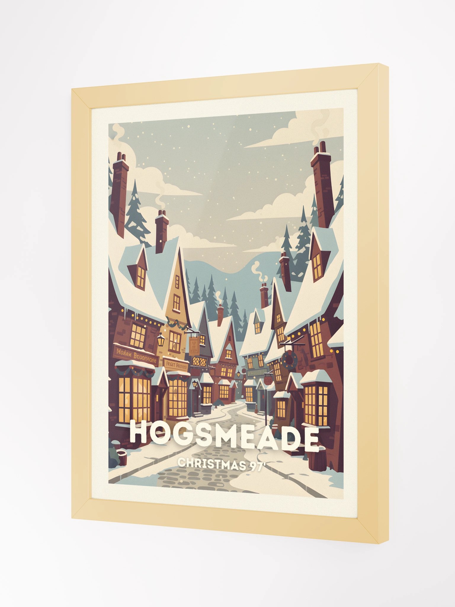 Magical Village Christmas Holliday Festive Vintage Travel Poster product image (2)