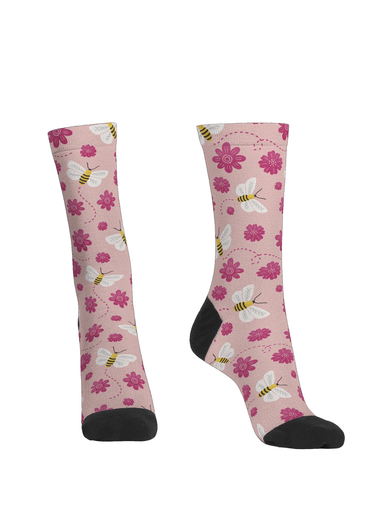 Little Pink Bees Premium Sustainable Crew Socks product image (2)