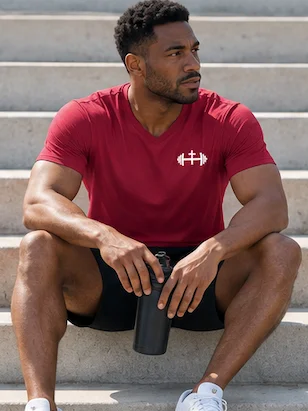 His House Mens Performance V-Neck T-Shirt - Red by His House