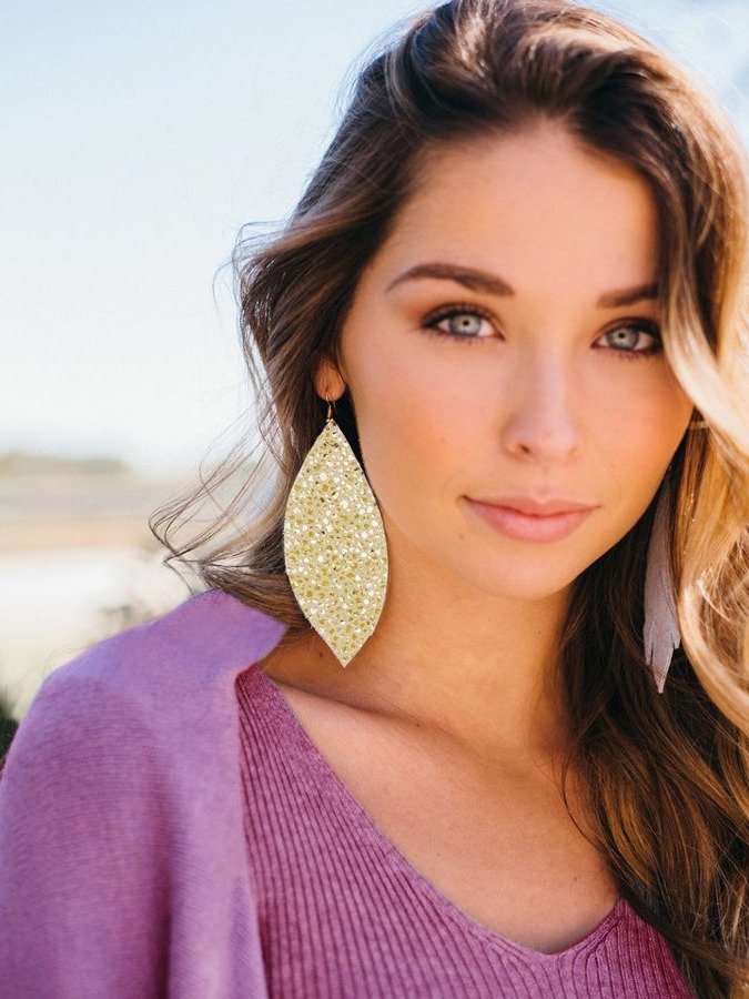 Gold Sparkle Leather Earrings product image (1)