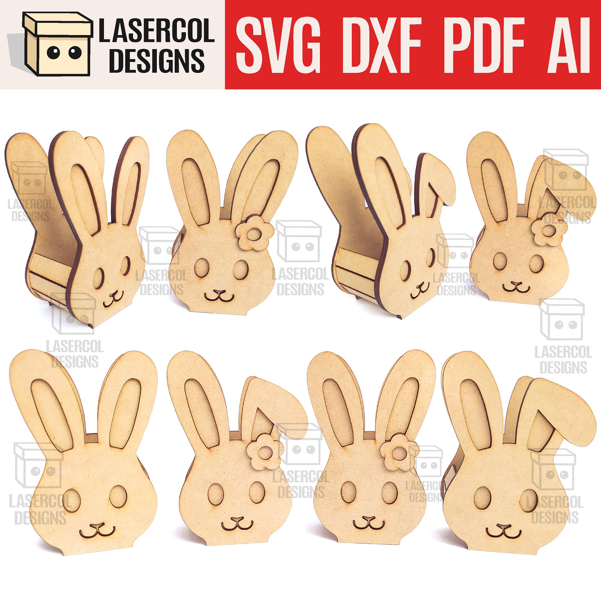Easter Bunny Basket Bundle (Set 1-2-3-4) - Laser Cut Files product image (3)