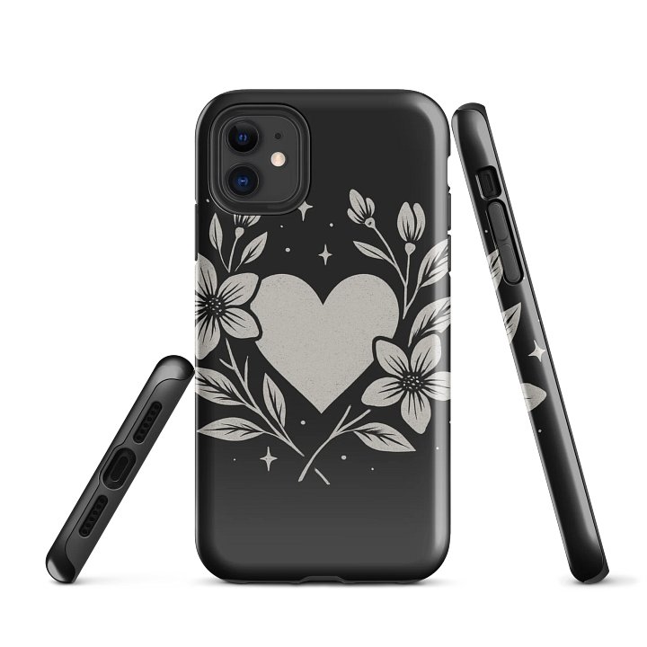 Floral Heart Monochrome iPhone Tough Case product image (1)
