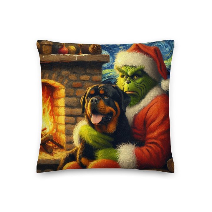 Rottweiler & Festive Grinch Santa Pillow product image (1)
