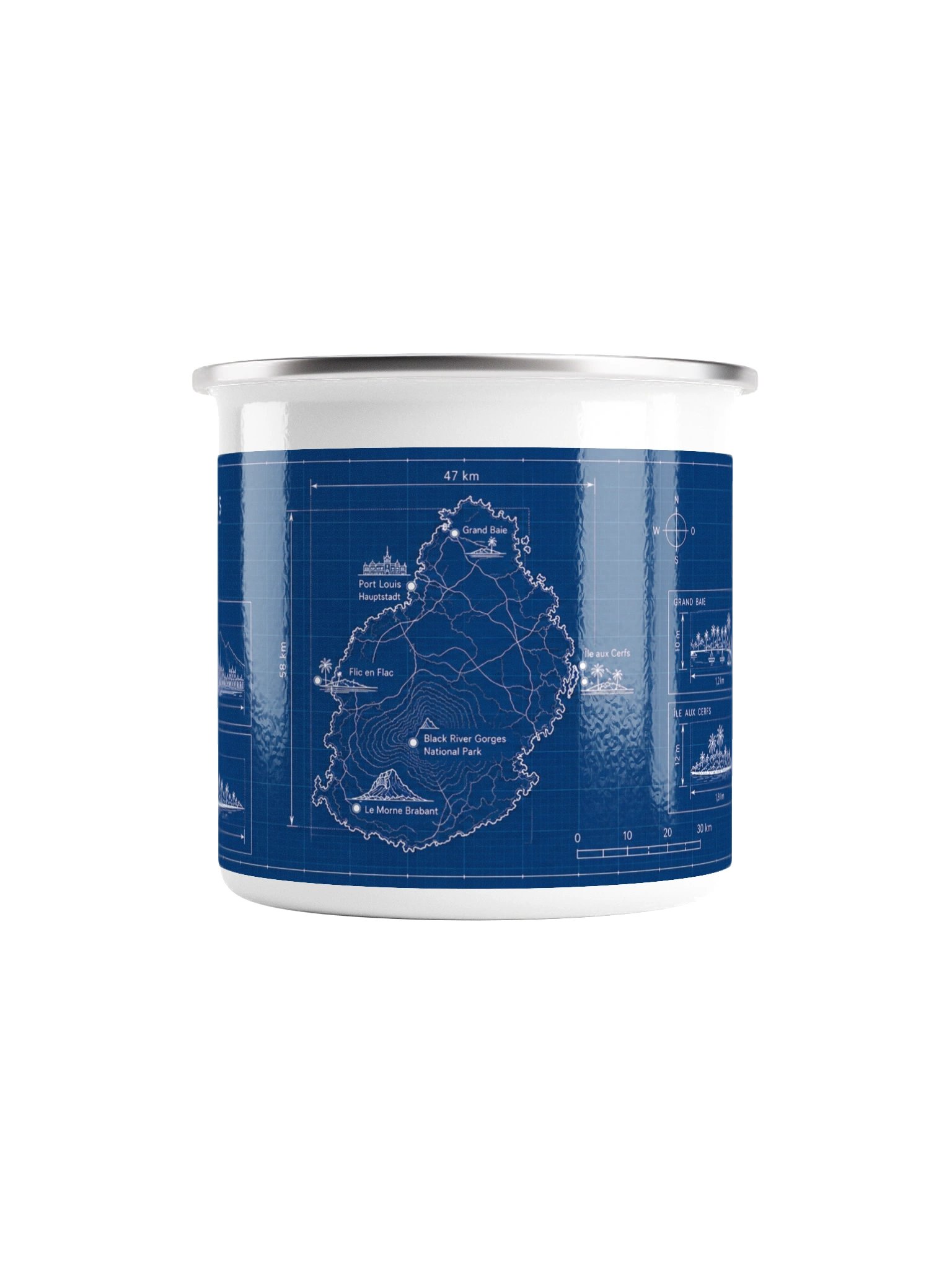 Mauritius Blueprint Enamel Mug product image (4)