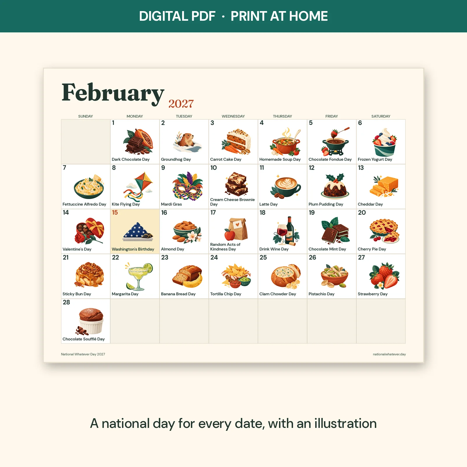 2027 National Whatever Day Calendar (Digital PDF Download, Printable) product image (2)