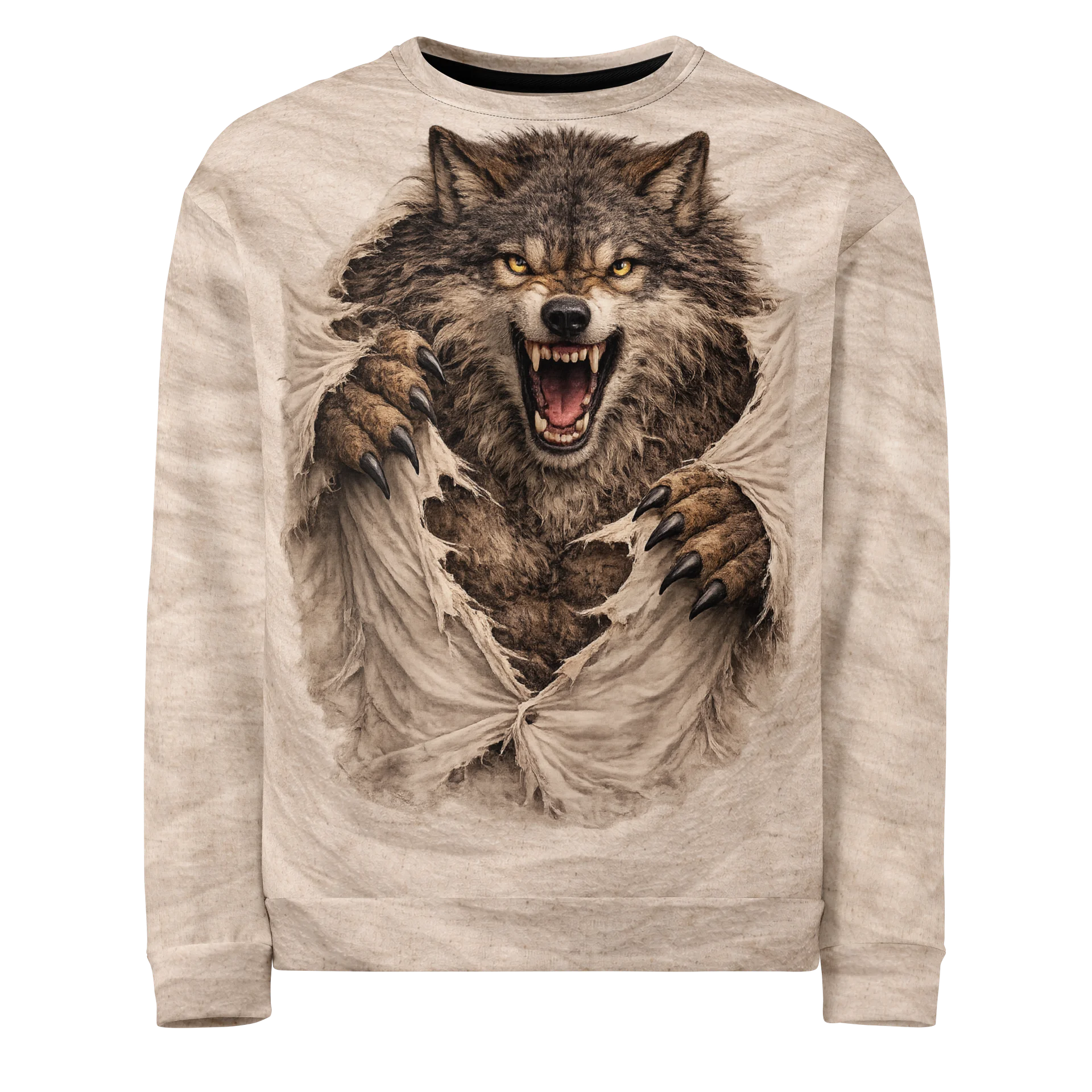 Wolf Ripping Through Shirt - Alpha Wolf Graphic Sweatshirt - 3D Shredded Effect Nike Sportswear product image (2)