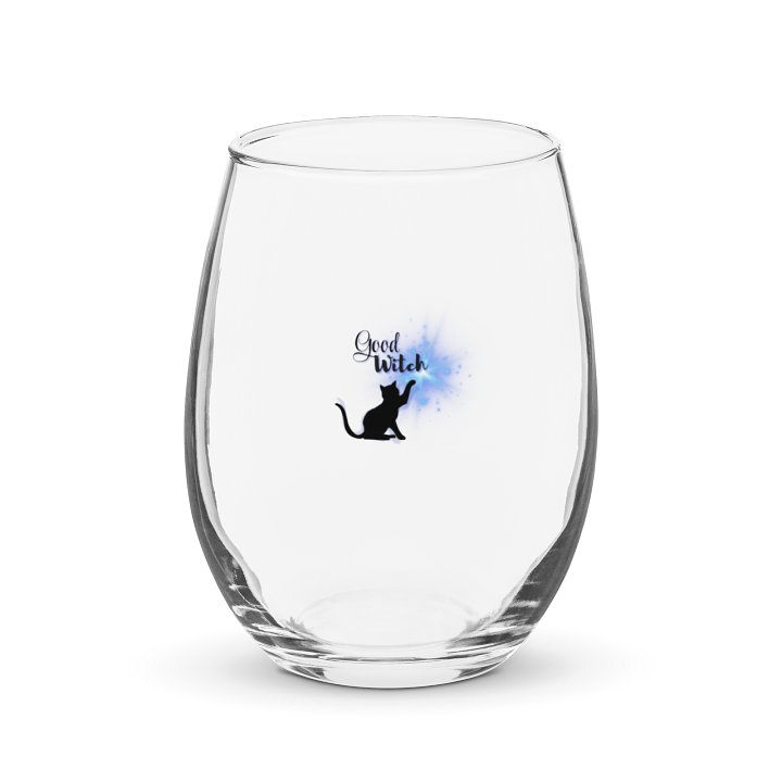 Good Witch blue cat wine glass product image (1)