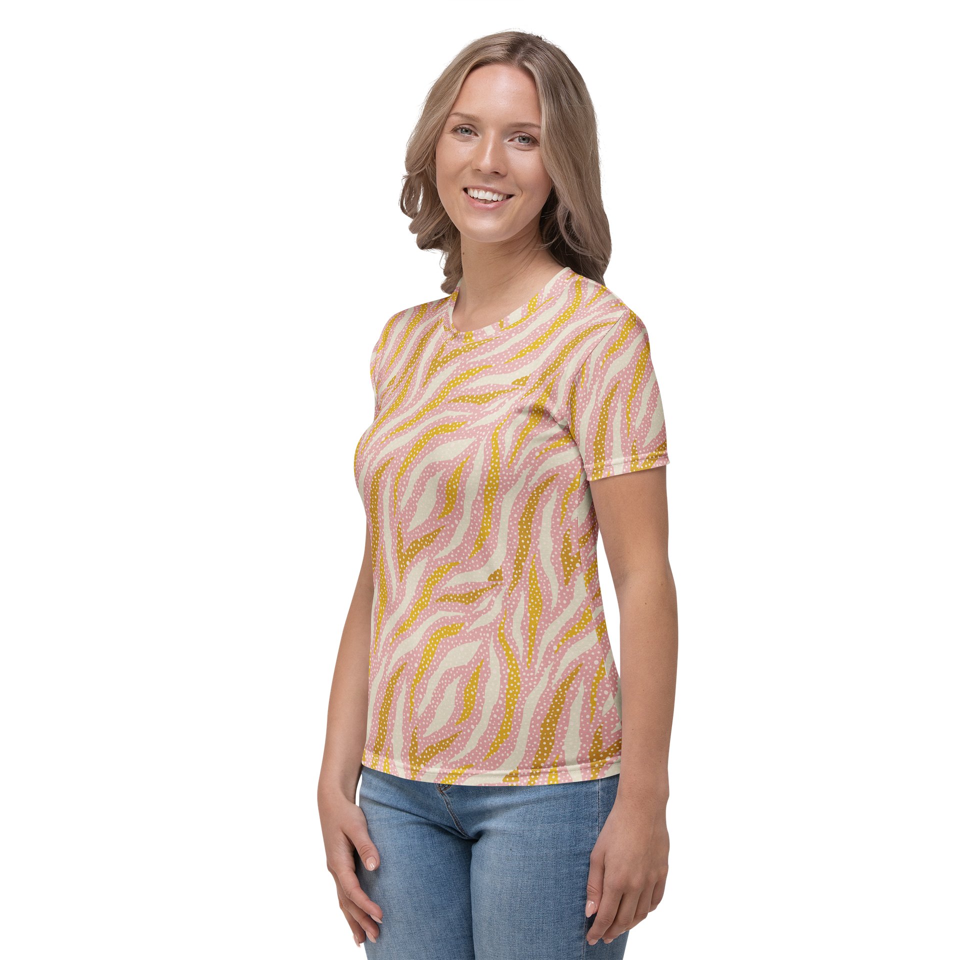 Zebra Skin Women's Crew Neck T-Shirt with Colorful Polka Dots product image (3)