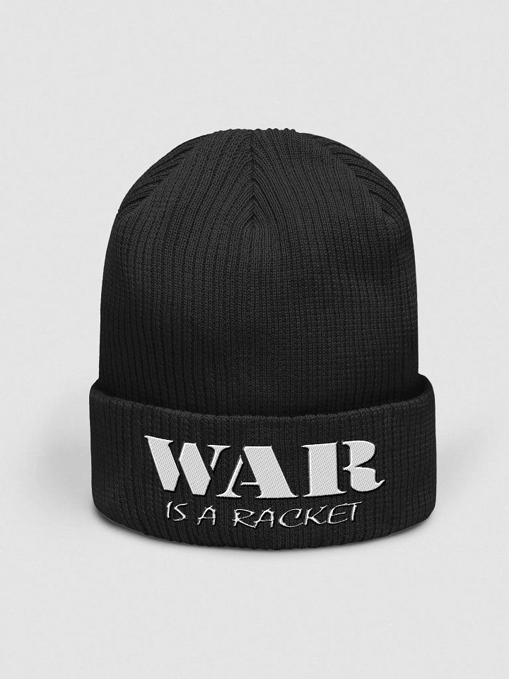 War Is A Racket - White - Beechfield Organic Ribbed Beanie product image (1)