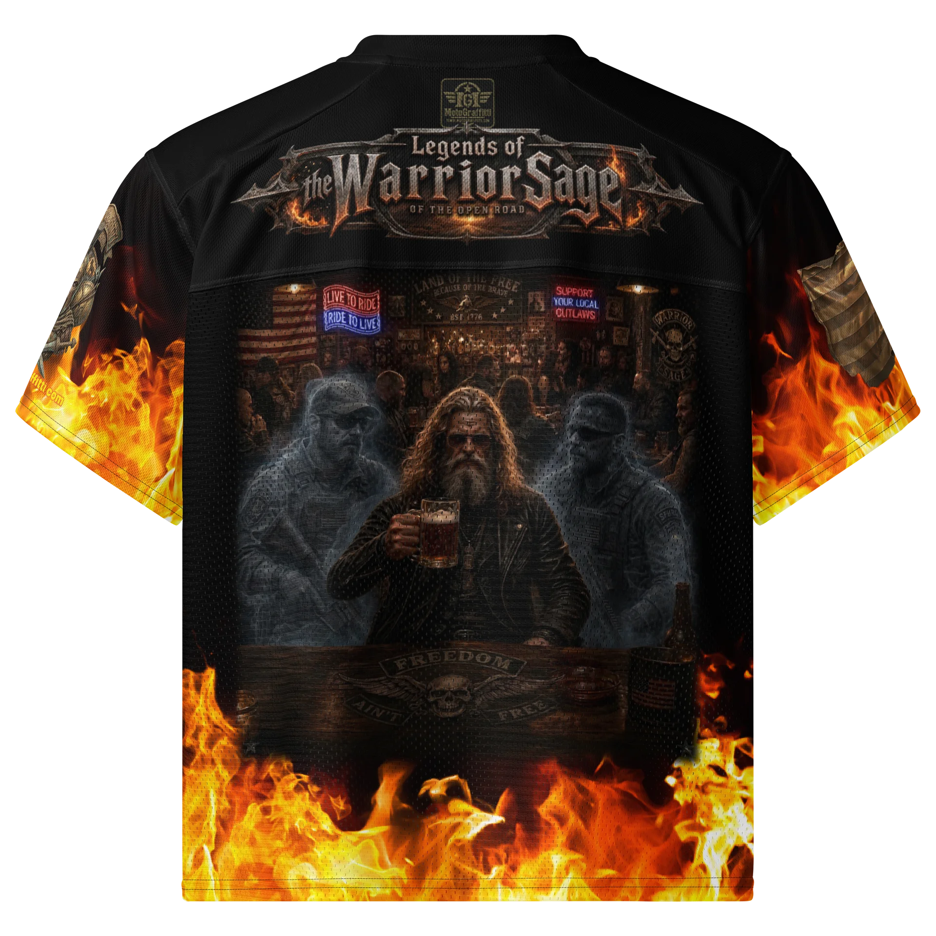 MötoGraffitti Warrior Freedom Aint Free Football Jersey product image (2)