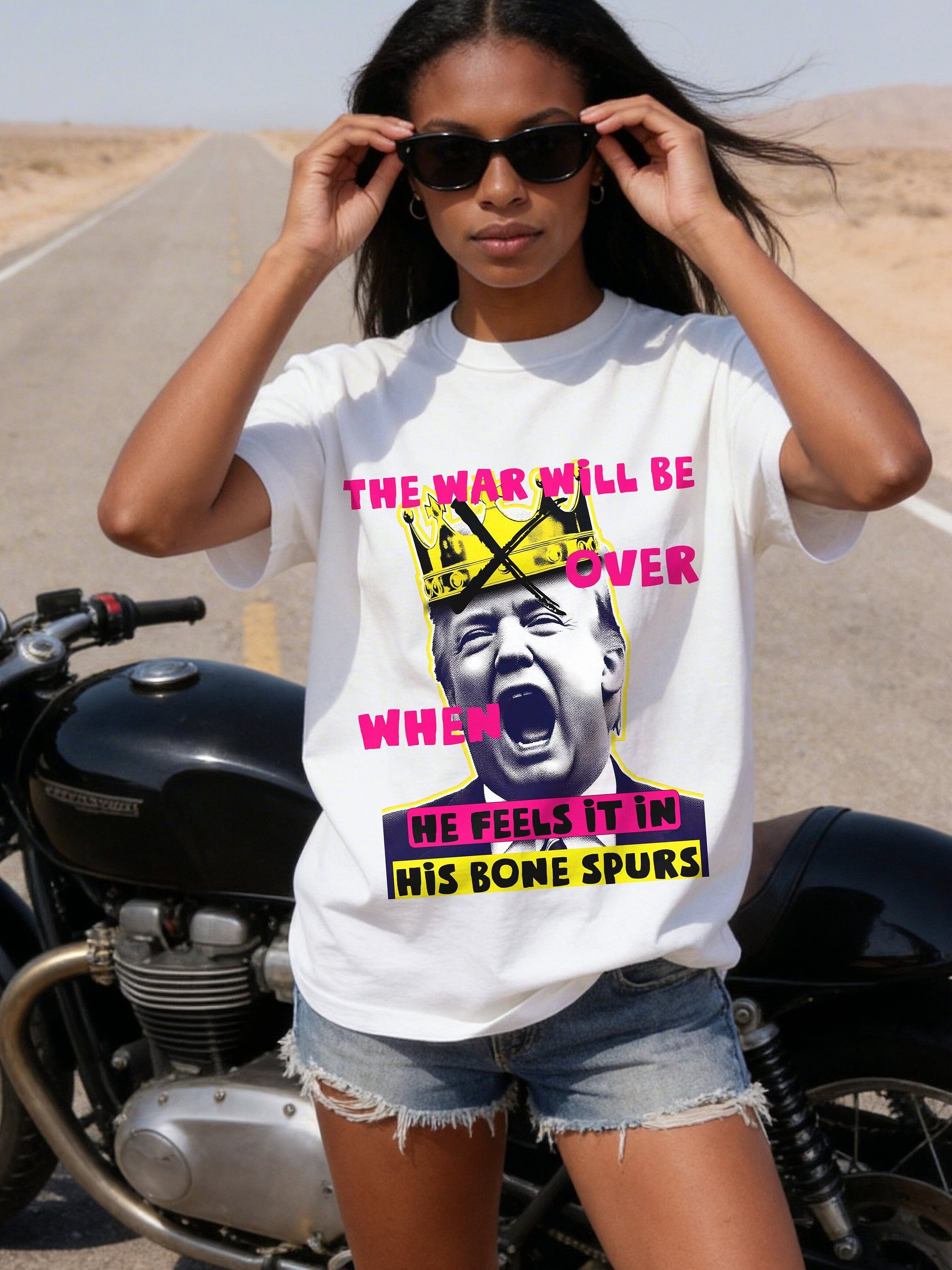 When He Feels It In His Bone Spurs No War Anti Trump T Shirt product image (59)