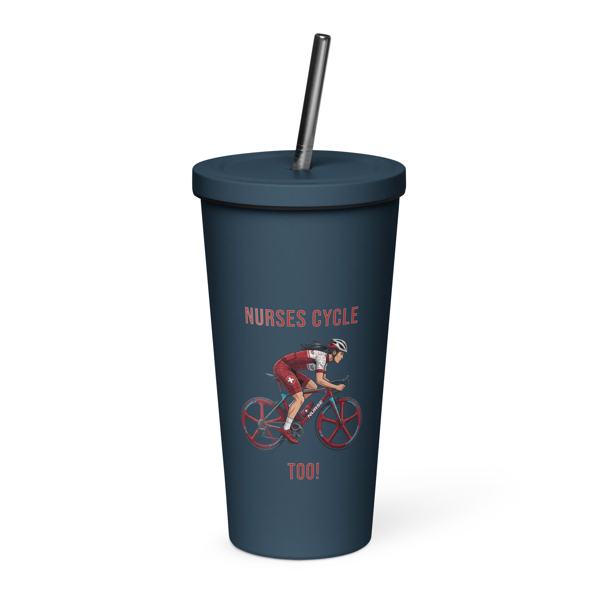 Nurse Athlete Tumbler with Straw | Ladies Cycling Edition product image (9)