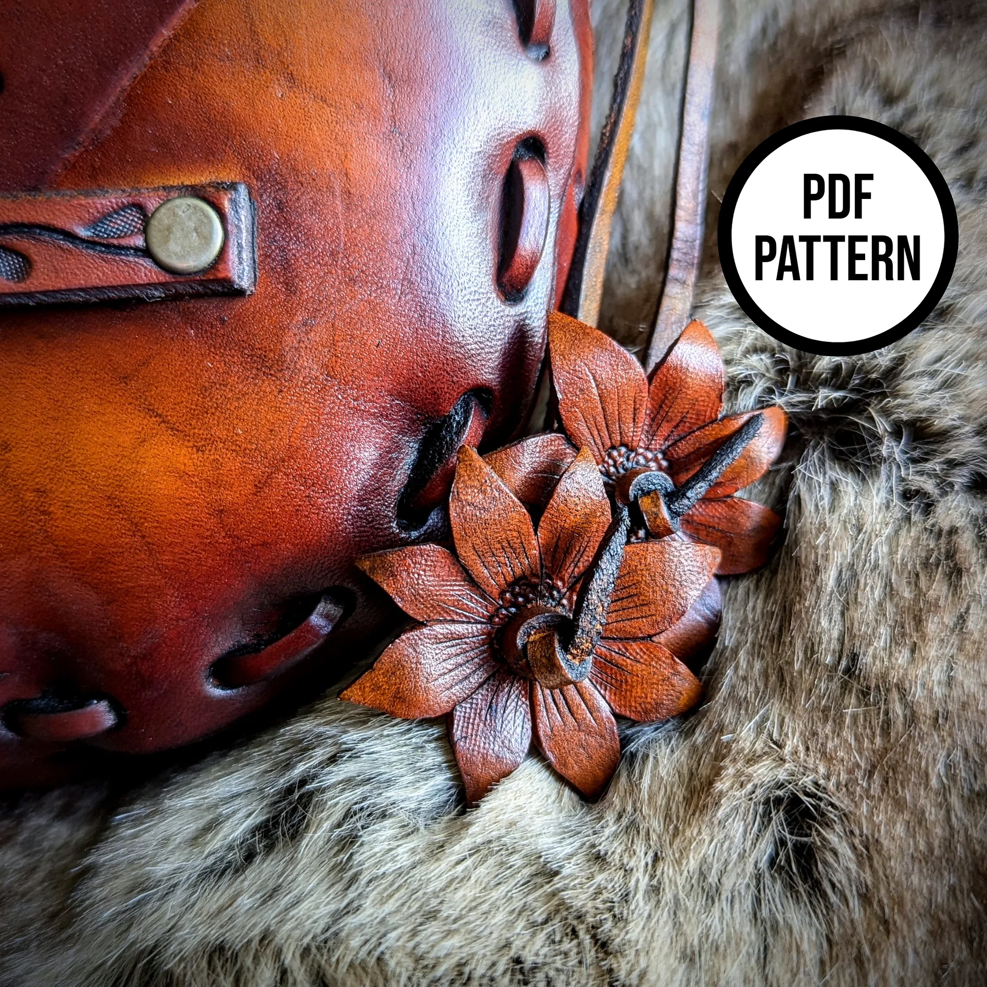 Leather Belt Pouch with Tooled Vines - PDF Pattern for Leatherwork product image (4)