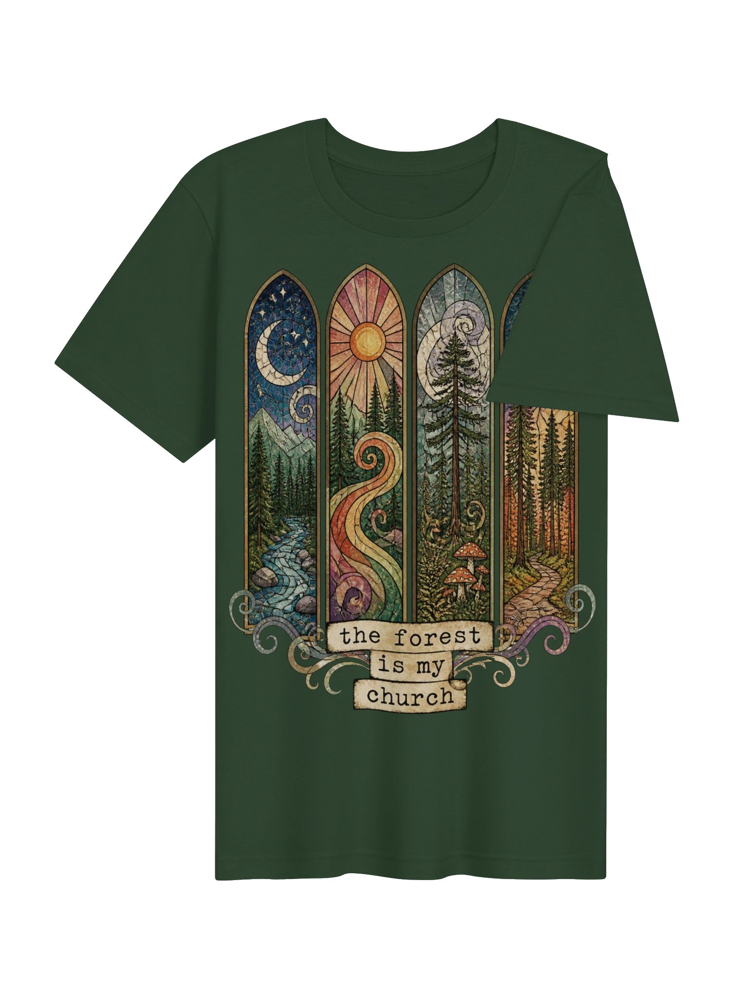 Forest Is My Church Shirt, Stained Glass Nature Lover Tee product image (5)