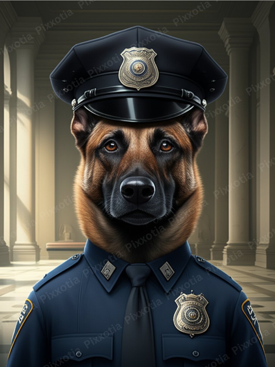 Custom Pet Portrait in Police Uniform | Digital Download | Pet Photo with Police Cap & Silver Badge | Funny Police Pet Art Gift product image (1)