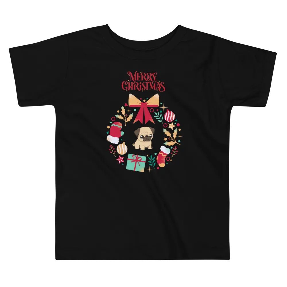 Merry Christmas Pug Festive Toddler T-Shirt product image (3)