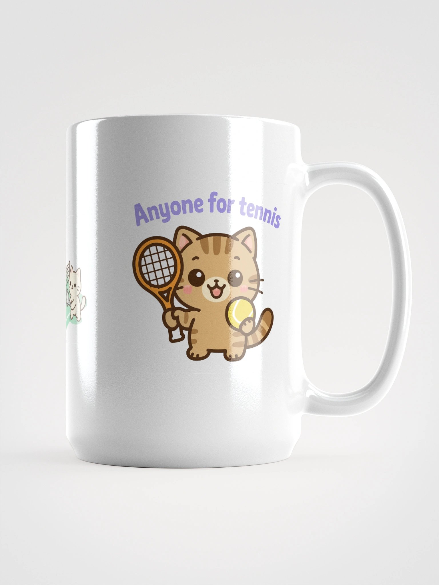 Tennis Cat White Glossy Mug product image (2)