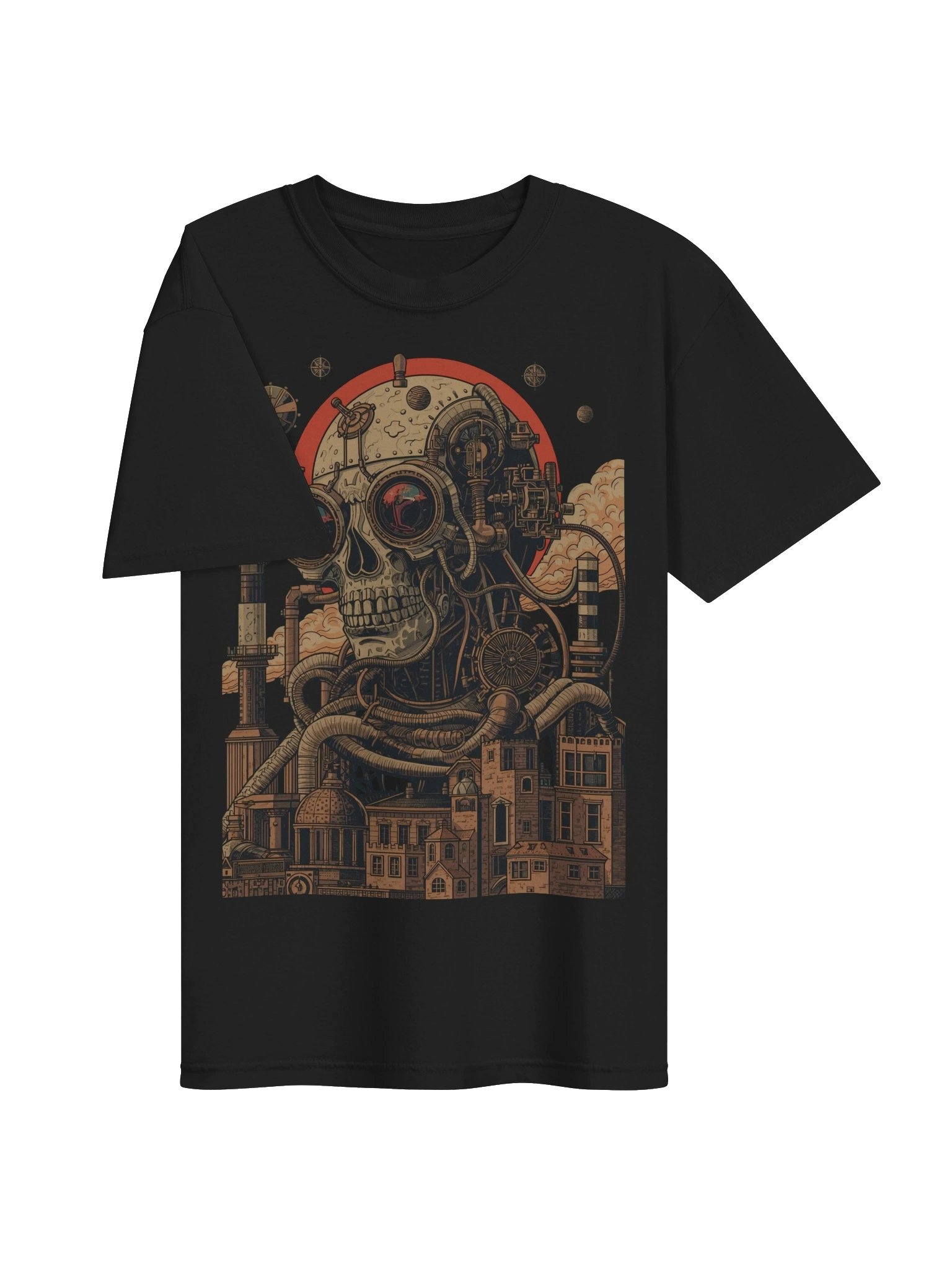 Mechanical Skull Future City Heavyweight T-Shirt product image (6)