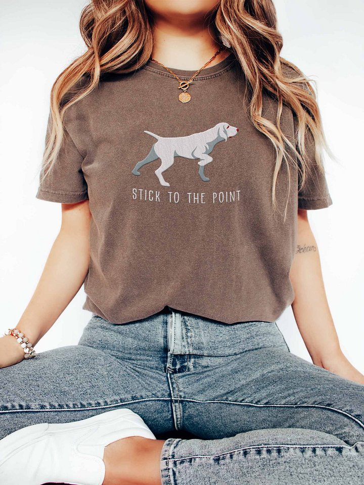 Stick to the Point T-Shirt(Embroidered) of a Bracco Italiano(White) product image (2)