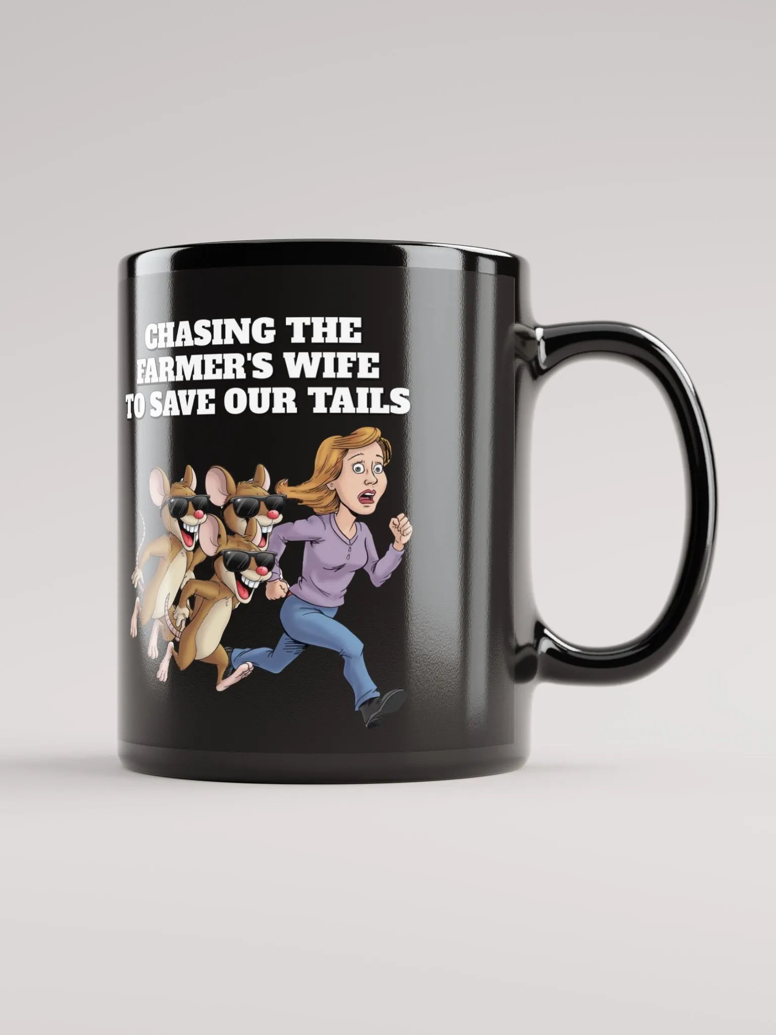 Chasing The Farmer's Wife - Three Blind Mice - Parody Black Mug product image (12)