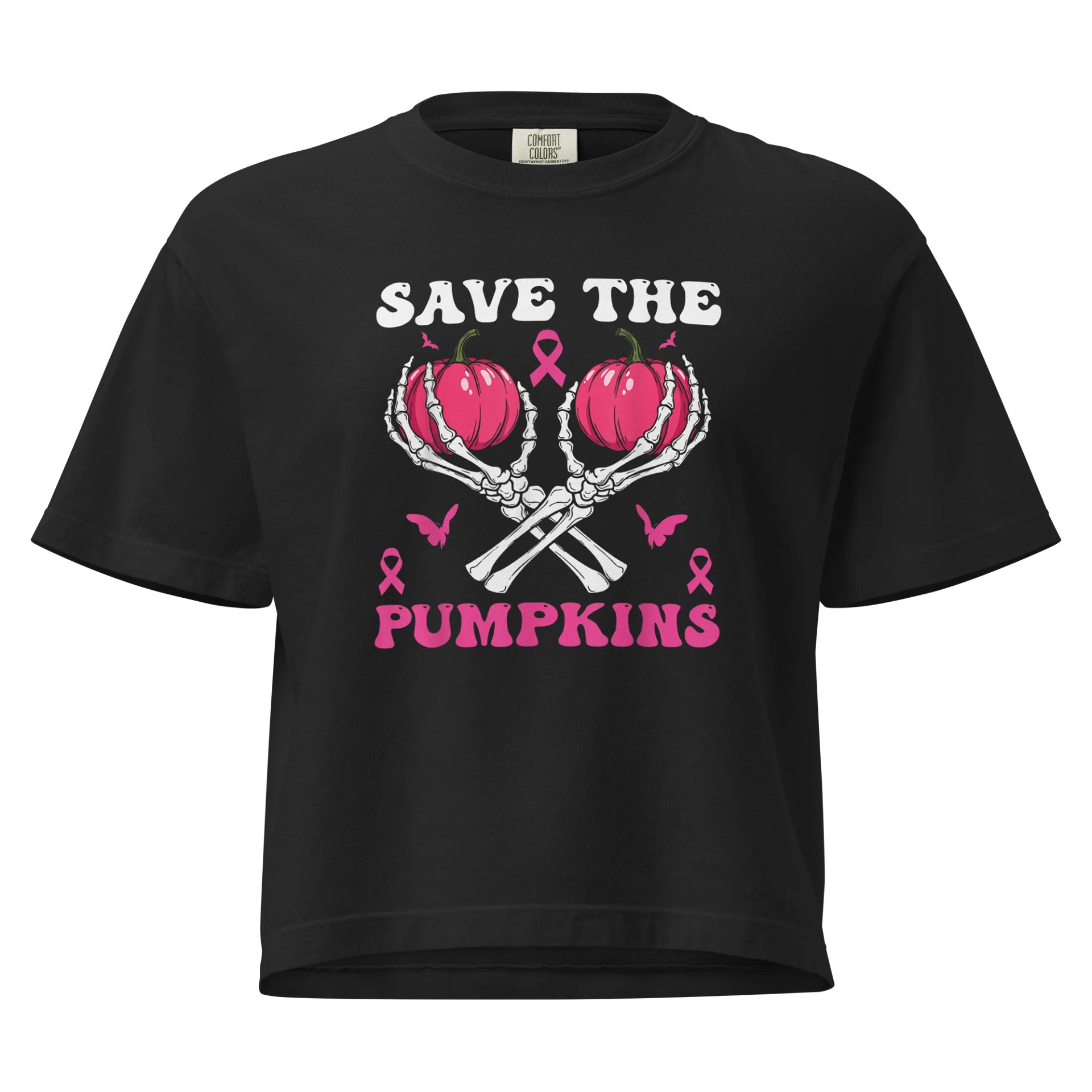 Save The Pumpkins - Breast Cancer Awareness Halloween Heavyweight Boxy T-Shirt product image (1)