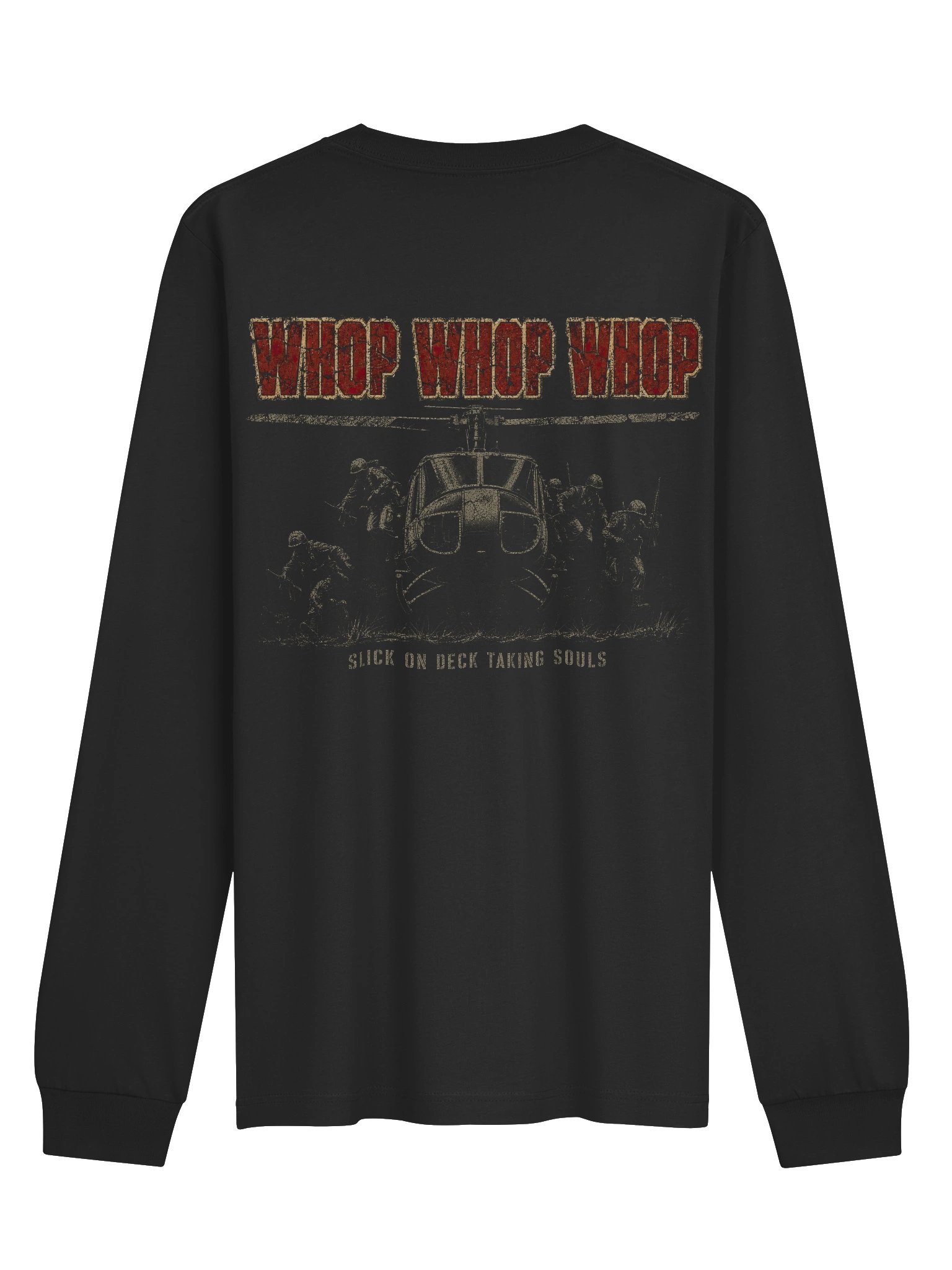 WHOP WHOP WHOP | UH-1 Huey Door Gunner Long Sleeve | Vietnam Air Cav Military Metal Graphic product image (1)