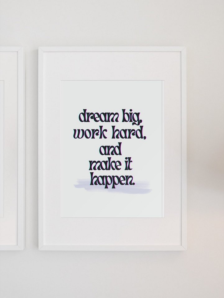 Dream Big Work Hard Make It Happen Quote Print, Inspirational Wall Art, Office Decor, Modern Typography Poster, Motivational Statement Art product image (1)