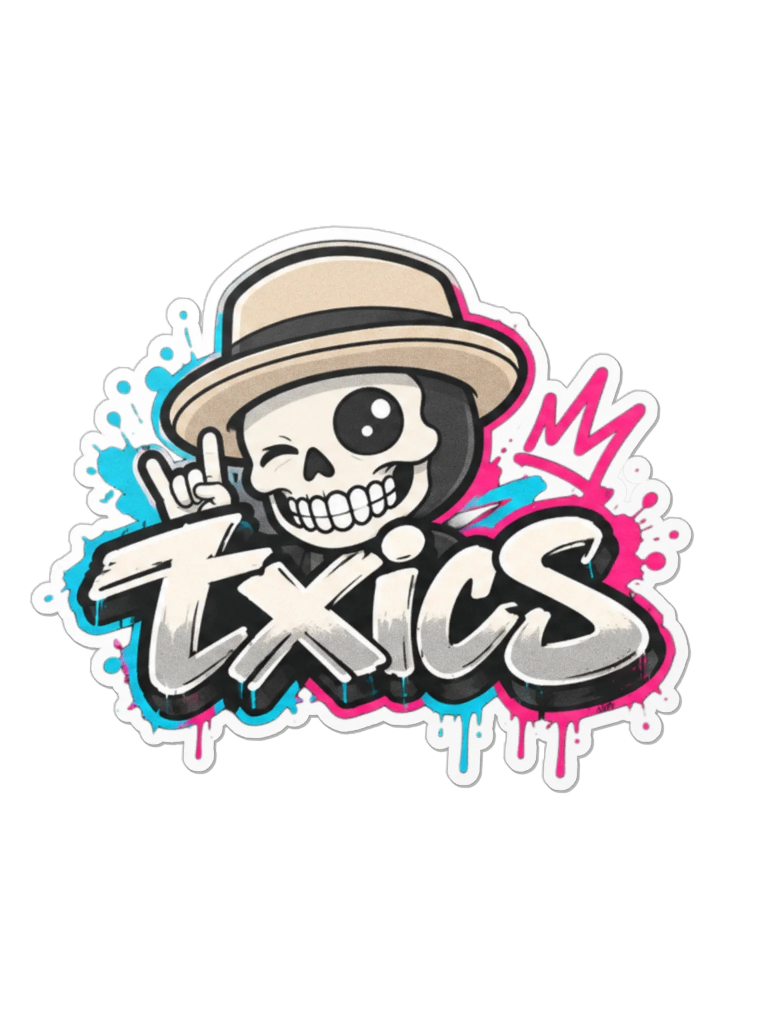 txics Graffiti Skull Die-Cut Sticker