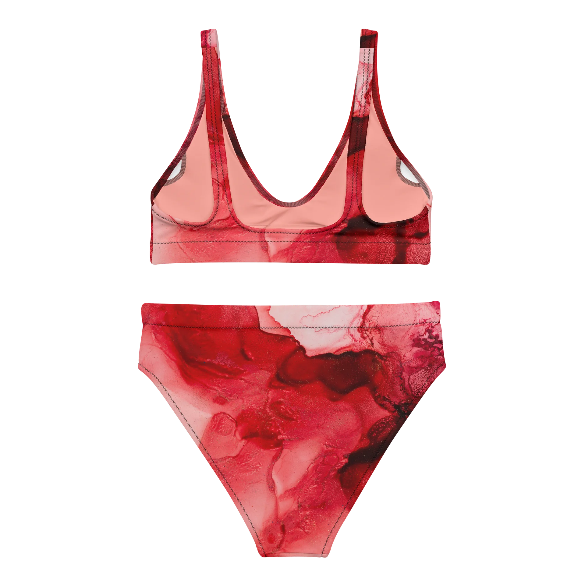 Bikini taille haute abstrait Crimson Bloom PU MANATU product image (4)