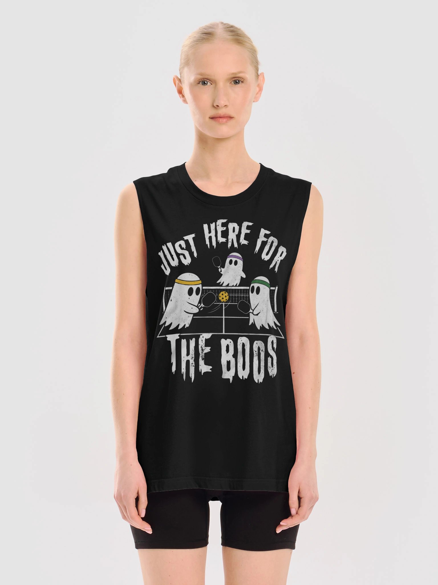 Just Here for the Boos Halloween Pickleball Tank Top Funny Ghost Gift product image (2)