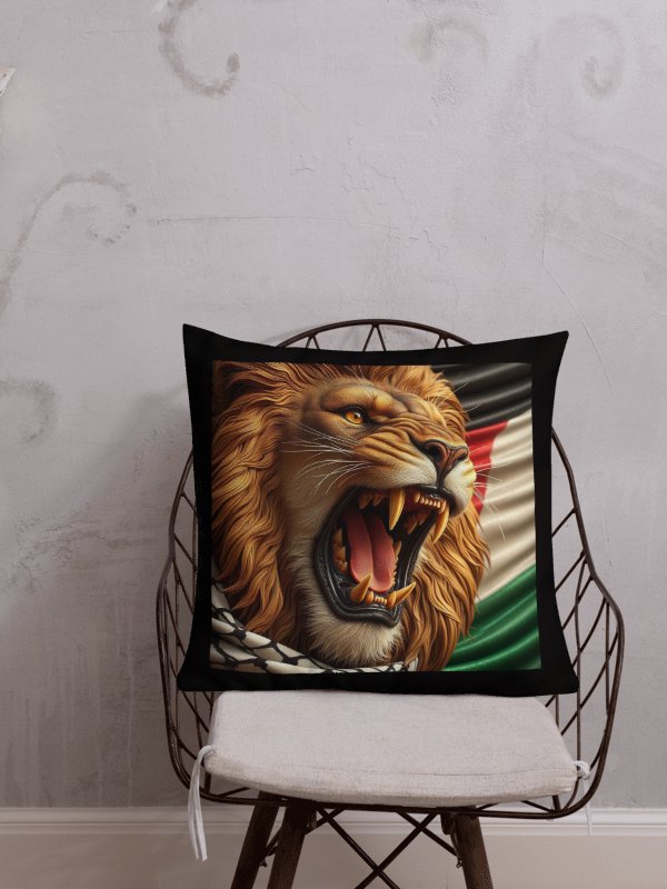 Roaring Lion All-Over Print Pillow | AI Design FREE PALESTINA product image (1)