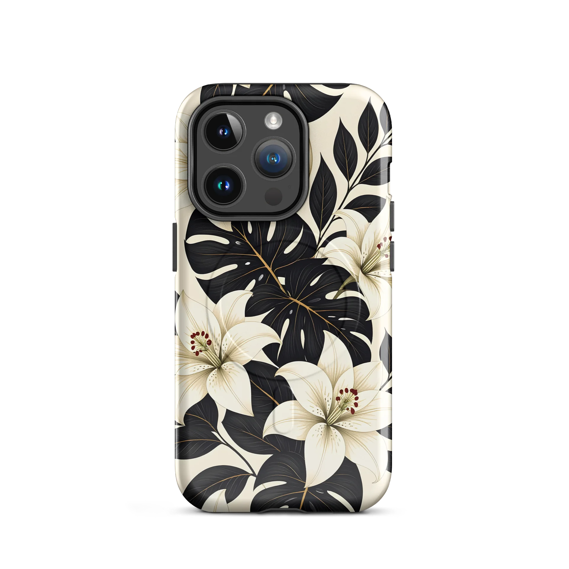 Black & Cream Floral MagSafe Tough Case product image (19)