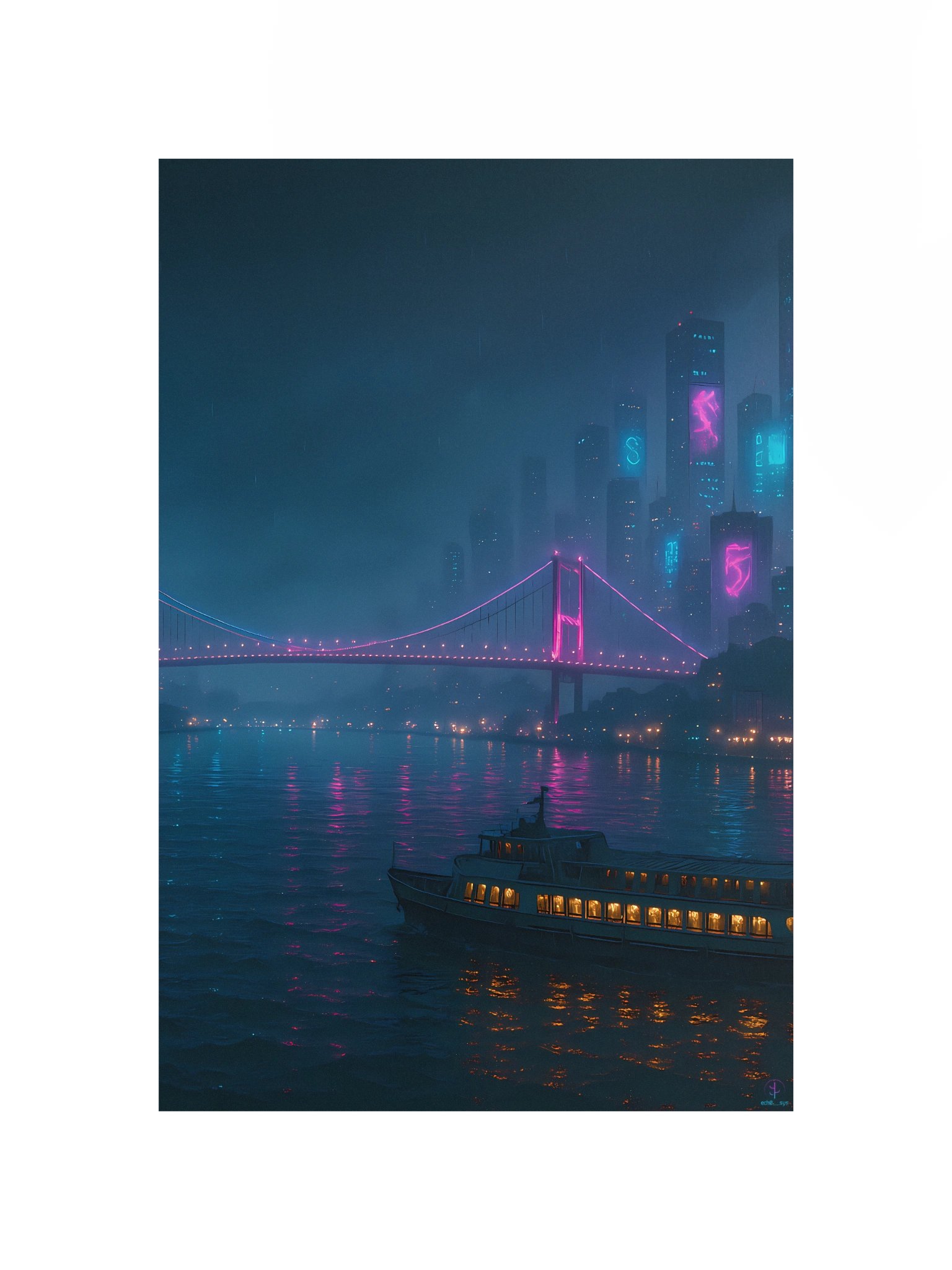 Cyberpunk Istanbul Bosphorus Poster - Neon Cityscape Wall Art (12x18", 20x30", 24x36") product image (4)