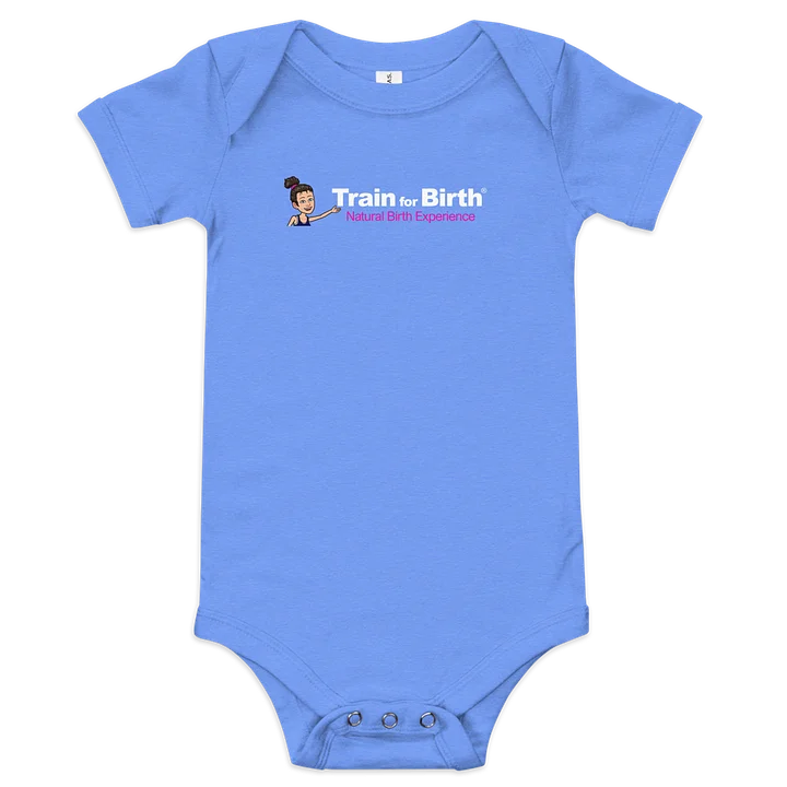Train for Birth® Bella+Canvas Short Sleeve Heather Columbia Blue Baby Onesie product image (1)