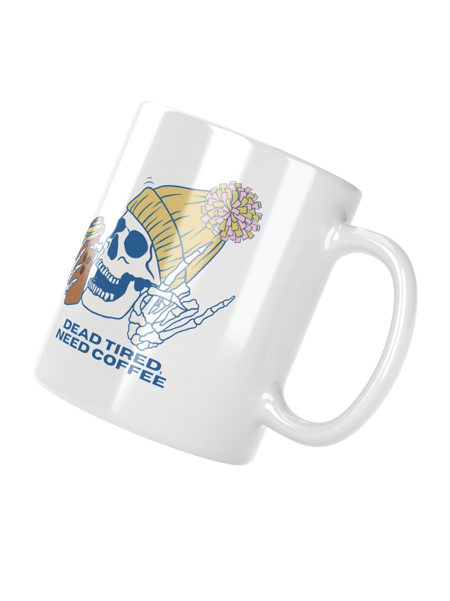 Golden “Dead Tired, Need Coffee.” Skeleton Ceramic Mug product image (9)