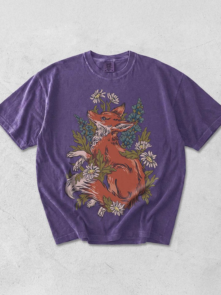 Cottagecore Fox Floral Shirt – Vintage Botanical Fox Tee, Whimsical Nature Aesthetic product image (1)