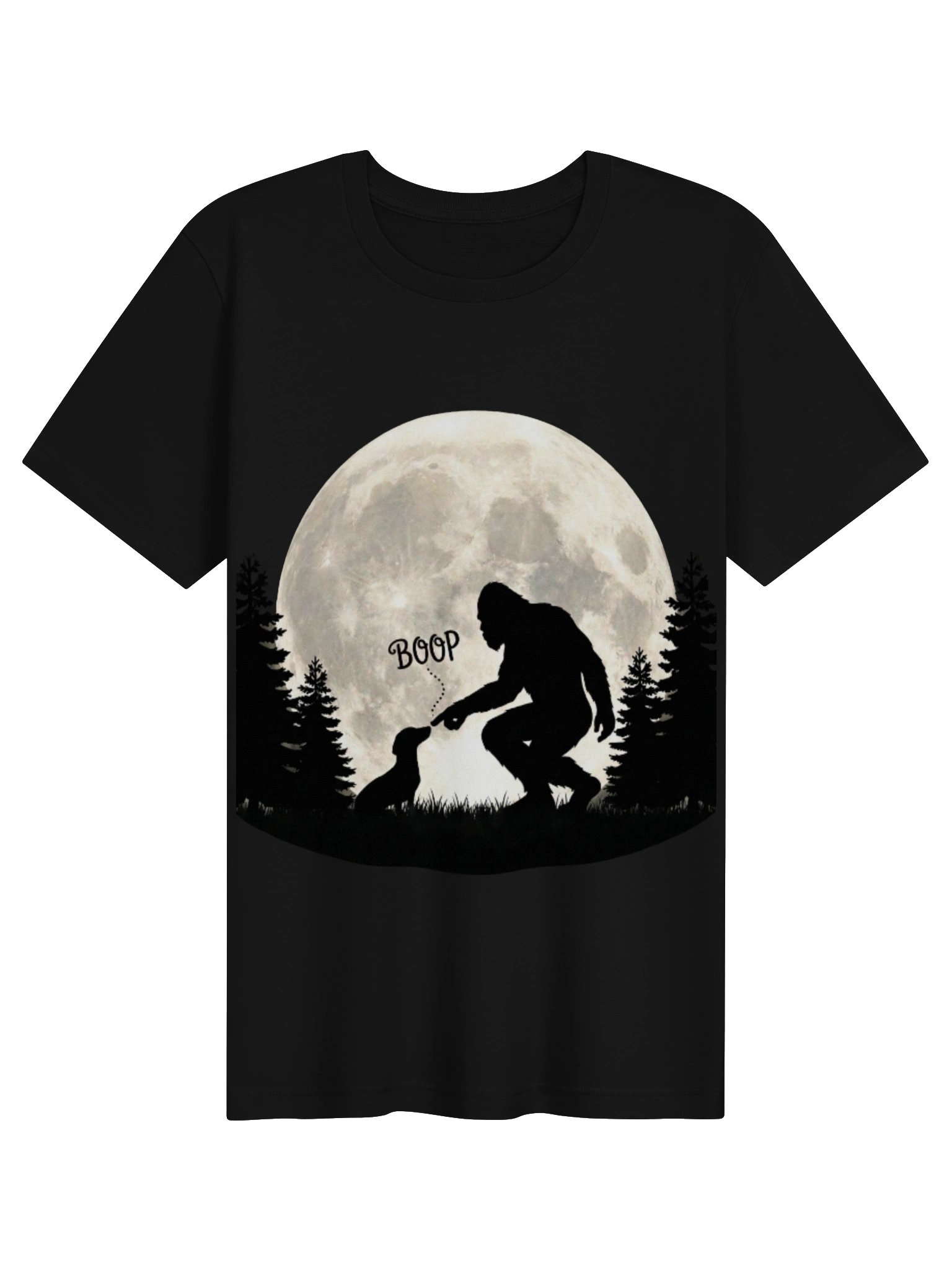 Bigfoot Boop Dachshund T-Shirt - Cute Sasquatch & Wiener Dog Moon Graphic Tee product image (1)